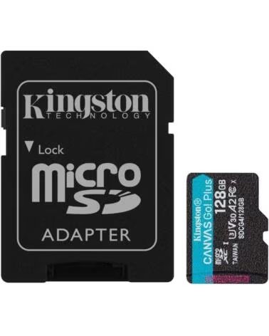 KINGSTON Tarjeta de Memoria CANVAS Go Plus 128GB microSD XC con Adaptador- Clase 10- 200MBs