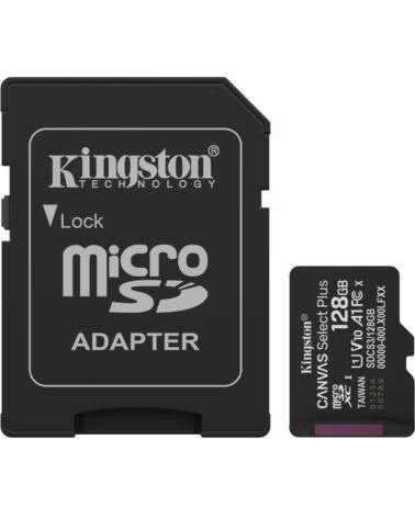 KINGSTON Tarjeta de Memoria CANVAS Select Plus 128GB microSD XC con Adaptador- Clase 10- 150MBs