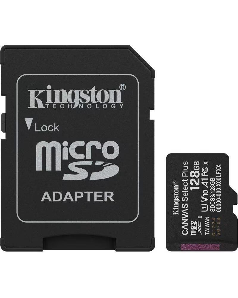KINGSTON Tarjeta de Memoria CANVAS Select Plus 128GB microSD XC con Adaptador- Clase 10- 150MBs