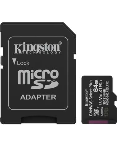 KINGSTON Tarjeta de Memoria CANVAS Select Plus 64GB microSD XC con Adaptador- Clase 10- 100MBs