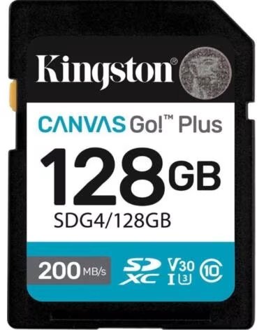 KINGSTON Tarjeta de Memoria CANVAS Go Plus 128GB SD XC- Clase 10- 200MBs