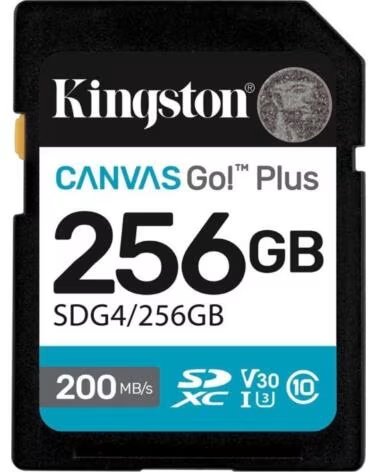 KINGSTON Tarjeta de Memoria CANVAS Go Plus 256GB SD XC- Clase 10- 200MBs