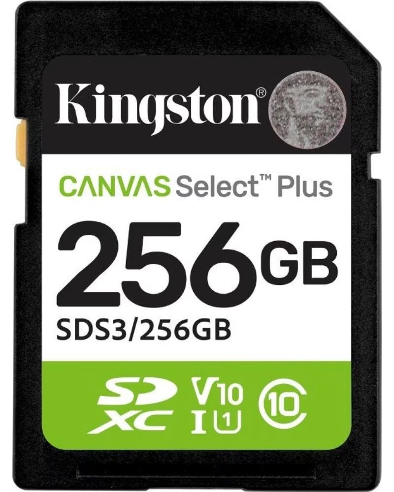 KINGSTON Tarjeta de Memoria CANVAS Select Plus 256GB SD XC- Clase 10- 150MBs