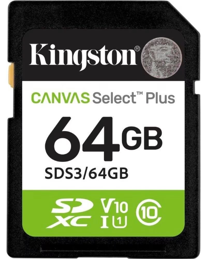 KINGSTON Tarjeta de Memoria CANVAS Select Plus 64GB SD XC- Clase 10- 100MBs