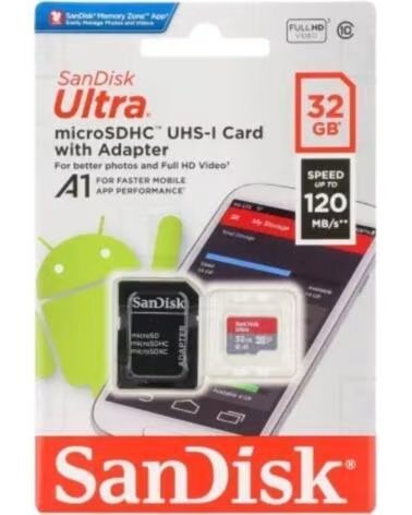 SANDISK Tarjeta de Memoria Ultra 32GB microSD HC UHS-I con Adaptador- Clase 10- 120MBs