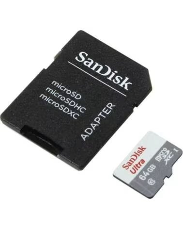 SANDISK Tarjeta de Memoria Ultra 64GB microSD XC con Adaptador- Clase 10- 100MB-s