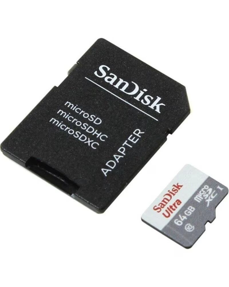 SANDISK Tarjeta de Memoria Ultra 64GB microSD XC con Adaptador- Clase 10- 100MB-s