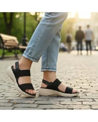 TIMBOS SANDÁLIA DE CUNHA CONFORTÁVEL PARA MULHER 133304 NEGRO