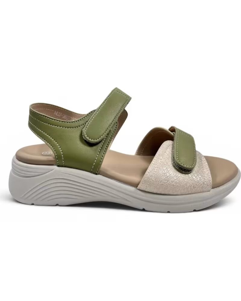 TIMBOS SANDÁLIAS DE CUNHA FEMININAS COM FECHO AJUSTÁVEL, VERDE 133295