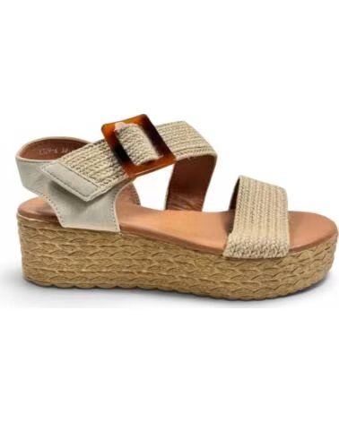 TIMBOS SANDÁLIAS DE CUNHA COM PLATAFORMA E FIVELA DECORATIVA 133282 BEIGE