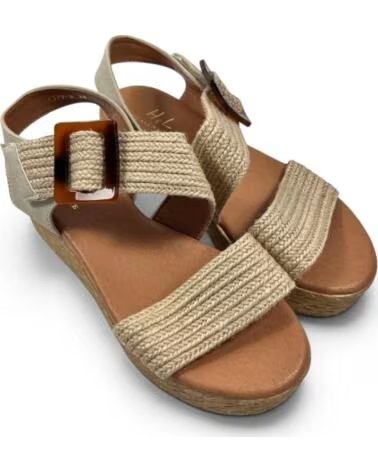 TIMBOS SANDÁLIAS DE CUNHA COM PLATAFORMA E FIVELA DECORATIVA 133282 BEIGE