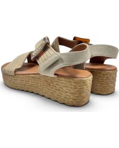 TIMBOS SANDÁLIAS DE CUNHA COM PLATAFORMA E FIVELA DECORATIVA 133282 BEIGE