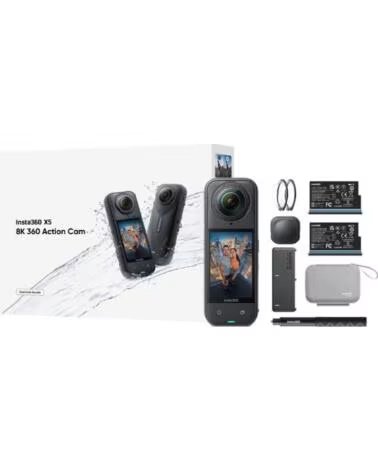 INSTA360 Camara Digital Deportiva X5 Essecial Kit- 8K- Angulo de vision 360º- Negra