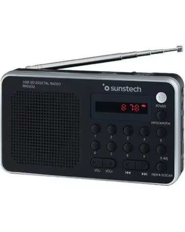 SUNSTECH Radio Portatil RPD32SL- con Bateria- Negra y Plateada
