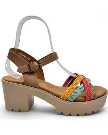 TIMBOS Sandalia tacon mujer kaki multicolor 133298 MARRóN