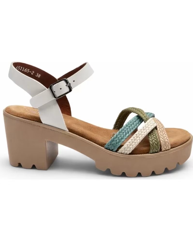 TIMBOS Sandalia tacon mujer blanco multicolor 133299 BLANCO
