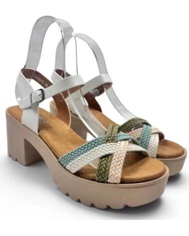 TIMBOS Sandalia tacon mujer blanco multicolor 133299 BLANCO