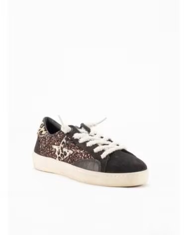 CETTI 1342 SNEAKER IN BRAUN MIT GLITZER- UND ANIMAL-PRINT-DETAILS MARRON