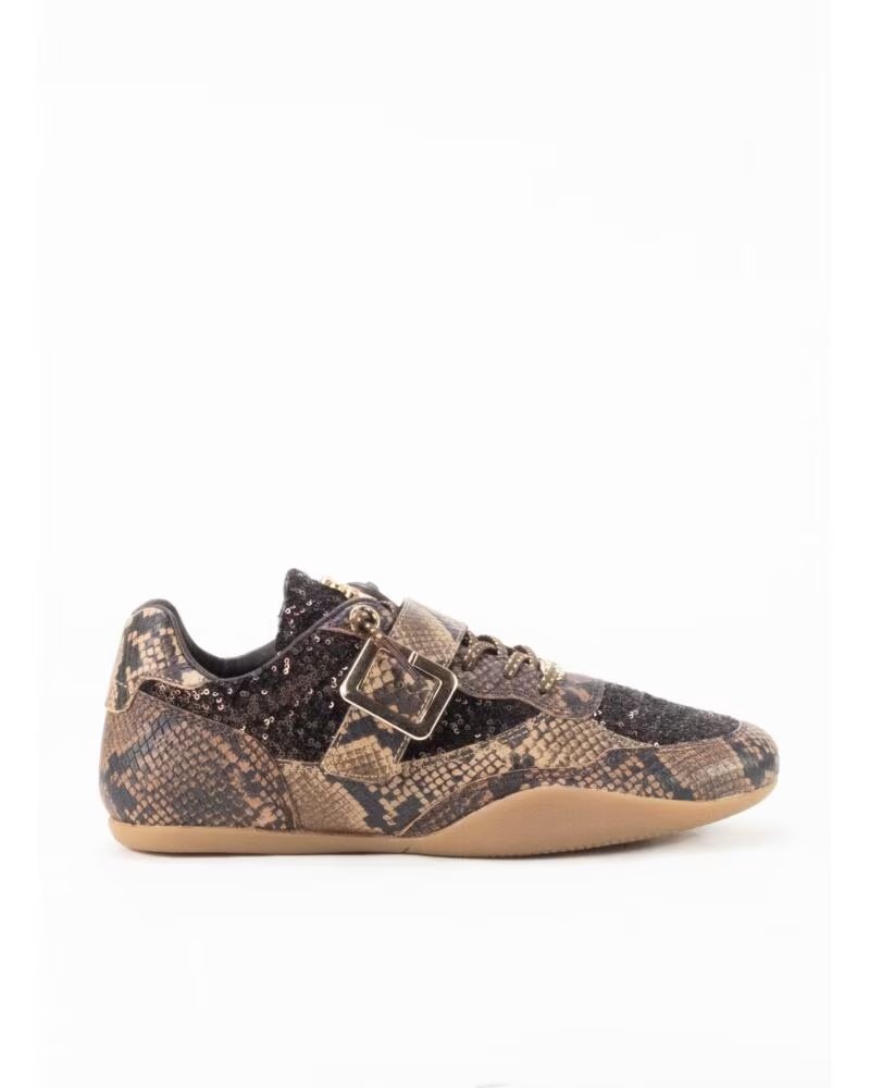 CETTI ZAPATILLAS 1423 CON ESTAMPADO ANIMAL Y DETALLE DE HEBILLA MARRON