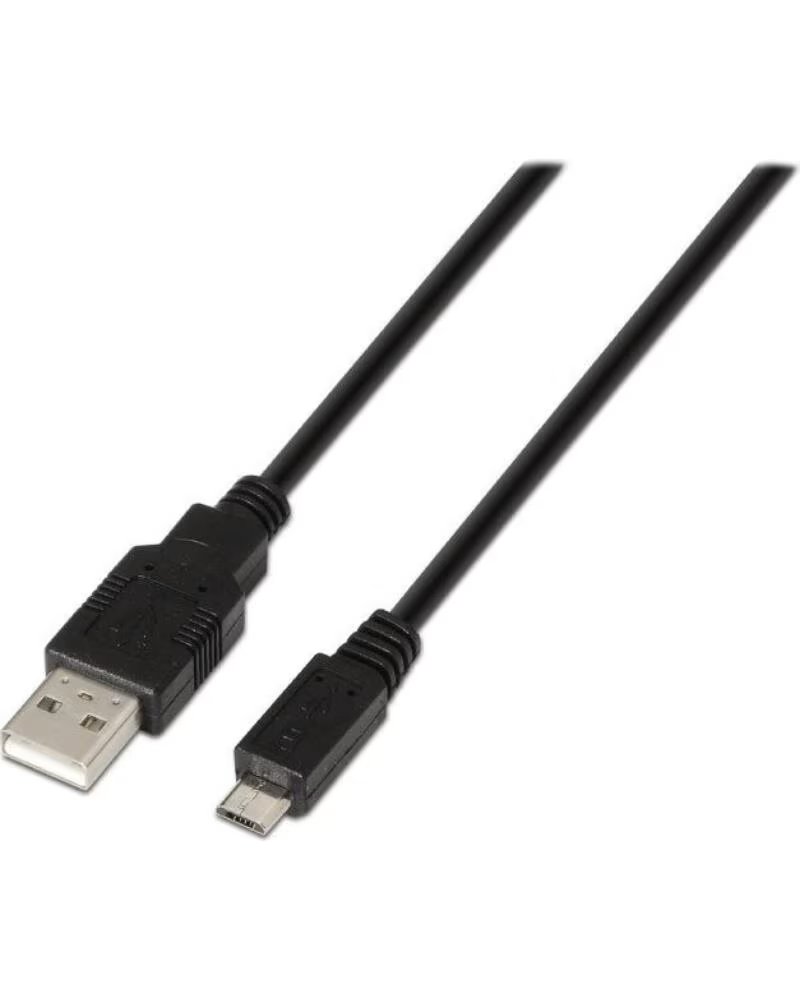 AISENS Cable USB 2 0 A101-0028- USB Macho - MicroUSB Macho- Hasta 2 5W- 60Mbps- 1 8m- Negro