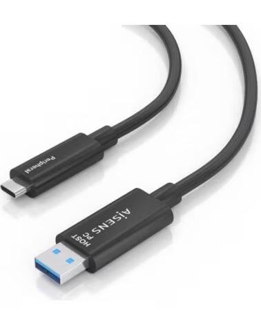 AISENS Cable USB 3 2 Tipo-C AOC A157-0925- USB Tipo-C Macho - USB Macho- 10Gbps- 15m- Negro