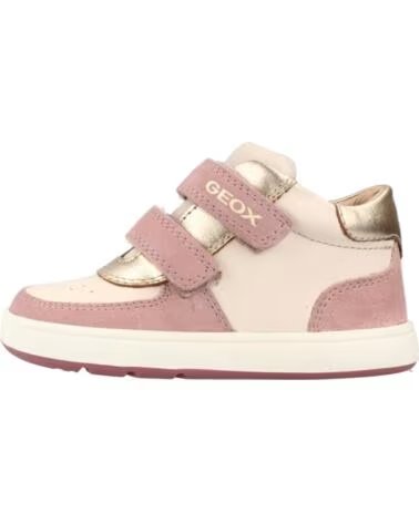 GEOX ZAPATILLAS B BIGLIA GIRL EN PIEL COLOR MARFIL Y ROSA BEIG