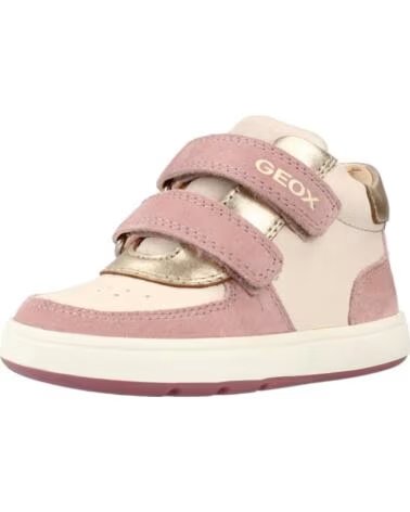 GEOX TÉNIS B BIGLIA GIRL EM PELE MARFIM E ROSA BEIG