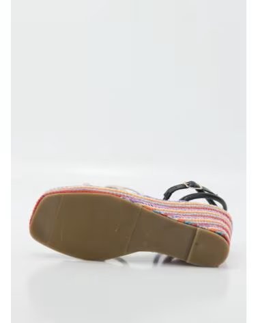 Sandalias de Mujer KESLEM DE CUÑA CAMBEL CON TIRAS MULTICOLOR NEGRO