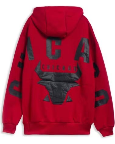 OVER STREET Sudadera roja bull chicago hoodie ROJO