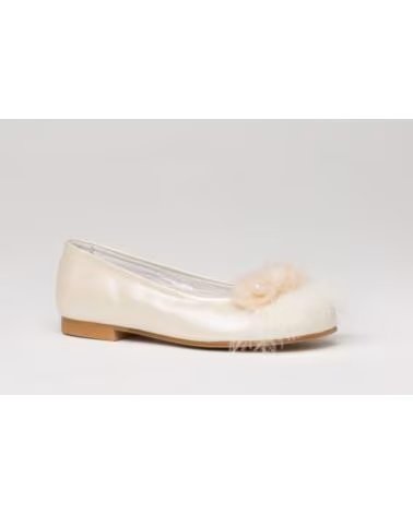 Schuhe für Mädchen ANGELITOS 993 FESTLICHE BALLERINAS AUS BEIGEM LEDER BEIGE