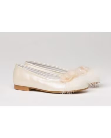 Schuhe für Mädchen ANGELITOS 993 FESTLICHE BALLERINAS AUS BEIGEM LEDER BEIGE