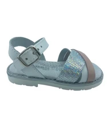 Sandales pour Fille HURAN POUR EN CUIR BLANC AVEC DÉTAILS MÉTALLISÉS BLANCO