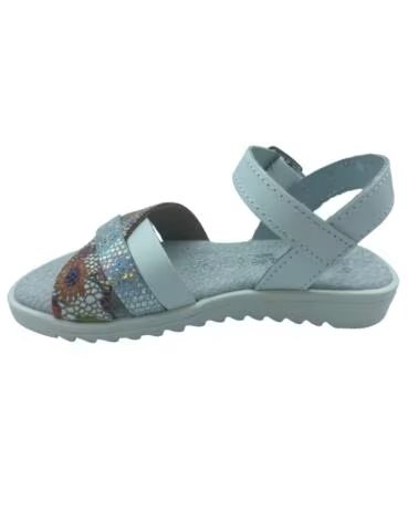 girl Sandals HURAN LEATHER FOR GIRLS WITH FLORAL DETAILS AND GLITTER BLANCO