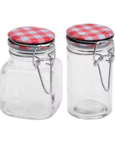 EXCELLENT SET DE TARROS DE COCINA DE VIDRIO CON CIERRE HERMÉTICO Y TAPA ESTAMPADA MULTICOLOR