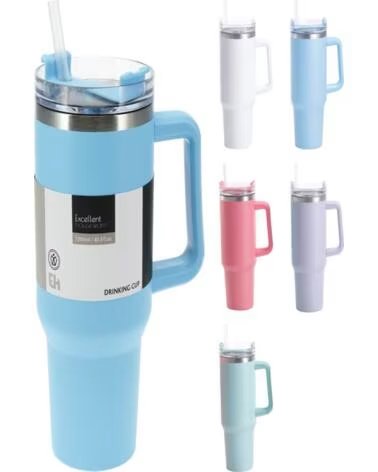 EXCELLENT COPO PARA BEBER COM ALÇA E CANUDO 1200ML MULTICOLOR