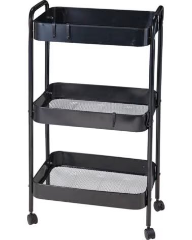 EXCELLENT CARRELLO MULTIUSO CON RUOTE IN METALLO NERO A 3 RIPIANI MULTICOLOR
