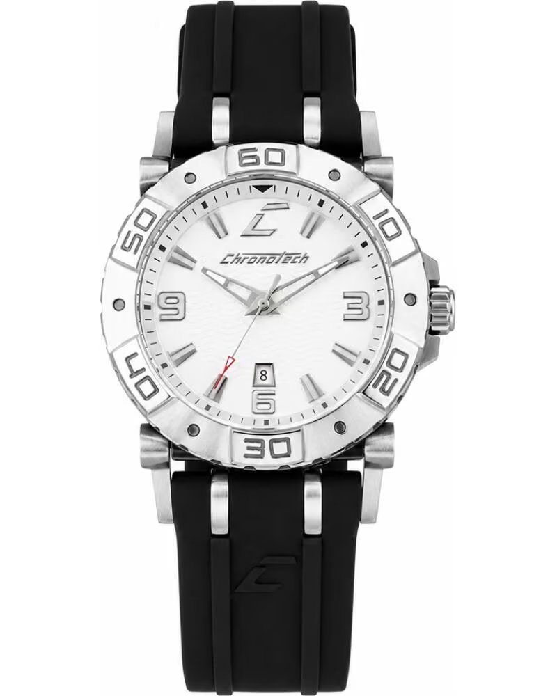 MONTRE CRONOTECH RW0038 CADRAN BLANC BRACELET NOIR NEGRO
