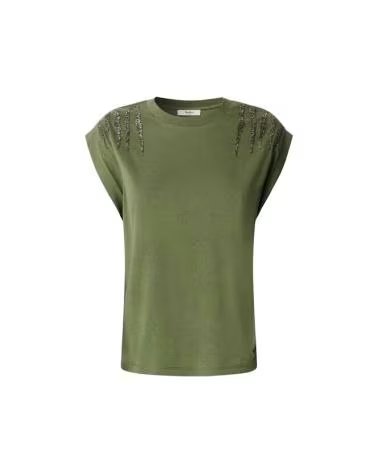 PEPE JEANS PL5000024 KURZARM-T-SHIRT BARRY MIT SCHULTERPOLSTERN 765-KAKI VERDE