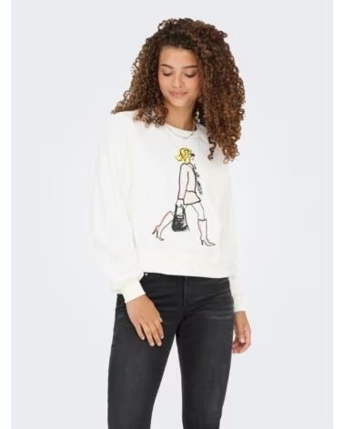 SUDADERA ONLY PARA MUJER CON ESTAMPADO BLANCO