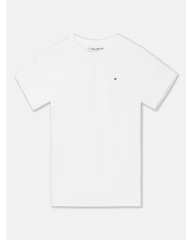 MAGLIETTA SILBON CON LOGO RICAMATO MANICA CORTA 124603 UOMO BIANCO BLANCO