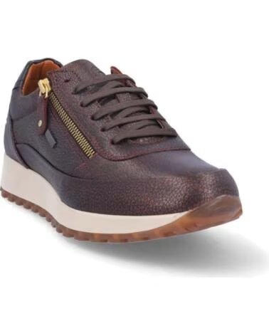 ZAPATILLAS CASUAL KANGAROOS DE PIEL METALIZADA BURDEOS CON CREMALLERA ROJO