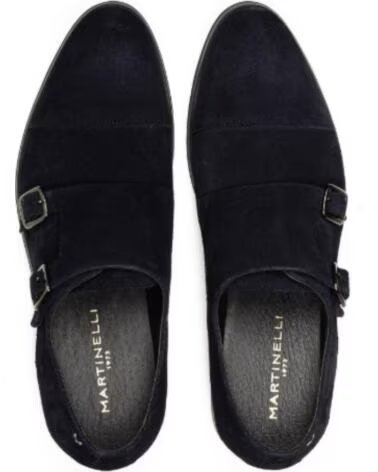 MARTINELLI HERRENSCHUHE AUS VELOURSLEDER MIT DOPPELSCHNALLE IN MARINEBLAU MARINO