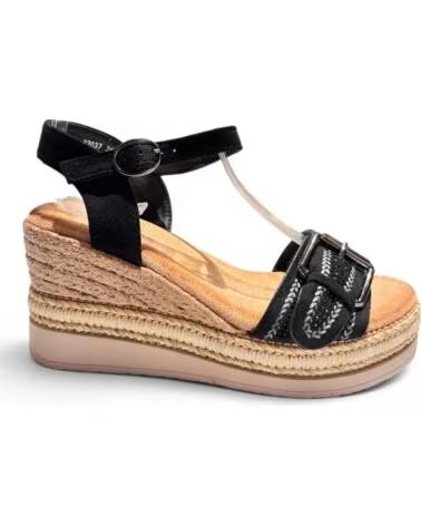 TIMBOS Sandalia cuna esparto mujer negro 133357 NEGRO