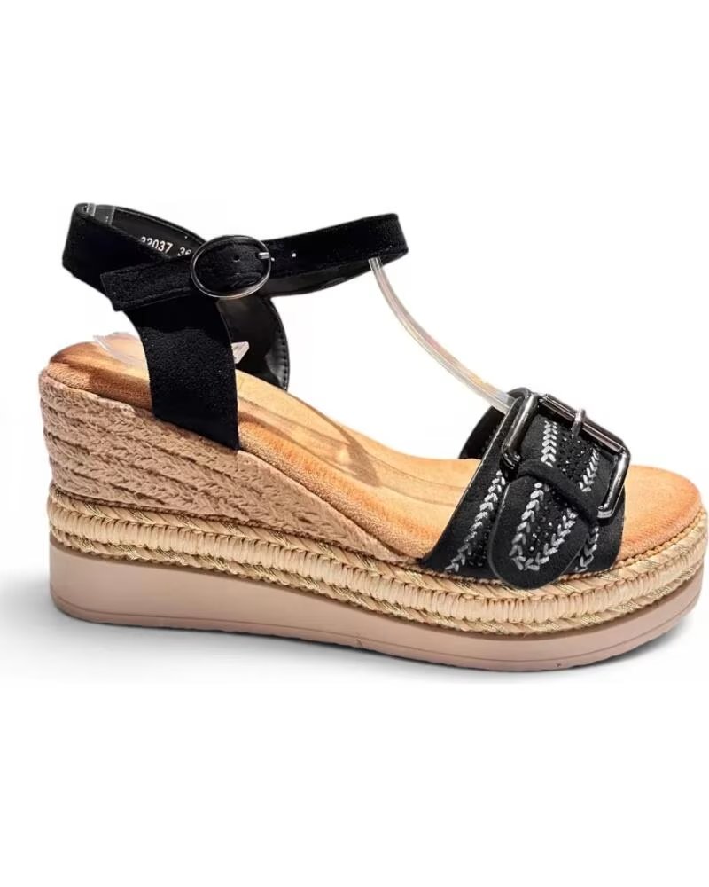 TIMBOS Sandalia cuna esparto mujer negro 133357 NEGRO