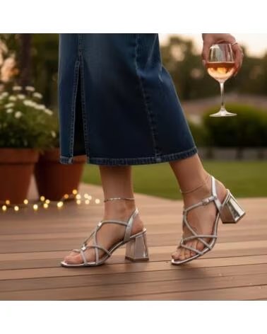 TIMBOS Sandalia tacon fiesta de mujer plata 133356 PLATEADO