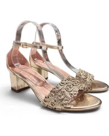 TIMBOS SANDÁLIA DE FESTA COM SALTO E DETALHE TRANÇADO 133130 OURO AMARILLO