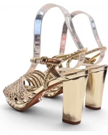 TIMBOS SANDALIA DE FIESTA CON TACÓN Y PLATAFORMA 133348 ORO AMARILLO