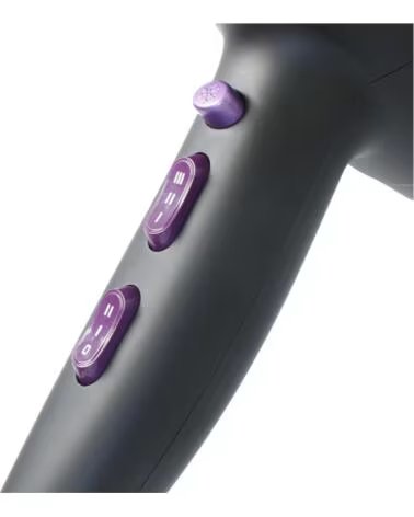 TM PROFESSIONAL HAIR DRYER ELECTRON TMHD120 BLACK AND PURPLE WITH DIFFUSER NEGRO