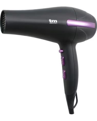 TM PROFESSIONAL HAIR DRYER ELECTRON TMHD120 BLACK AND PURPLE WITH DIFFUSER NEGRO