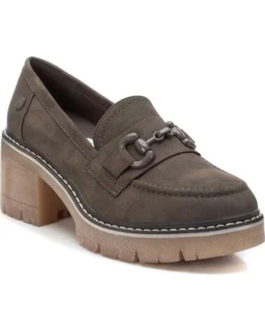 REFRESH 171417 MOCASSINI CON TACCO LARGO E PLATFORM KAKI